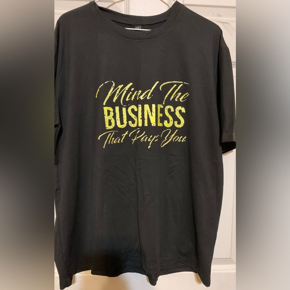 Black Graphic Tee with Yellow Text - Picture 2 of 5